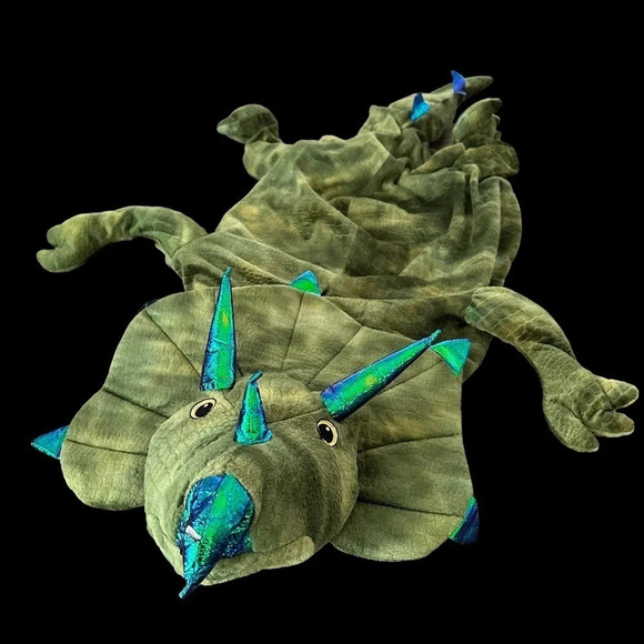 Thrills & Chills Dogs XXL Triceratops Dinosaur Costume Halloween Green Plush - Picture 1 of 7